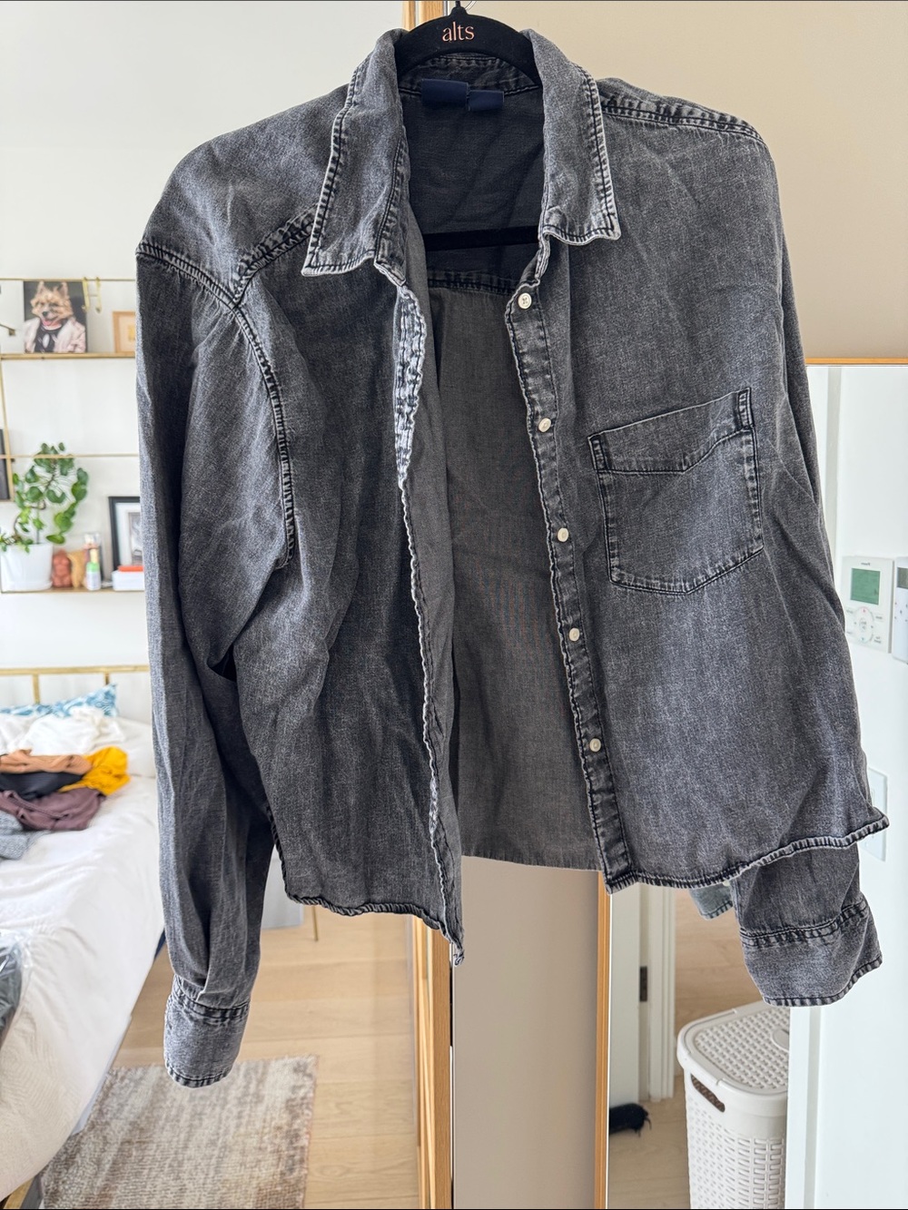 GAP Faded Black Denim Crop Shirt